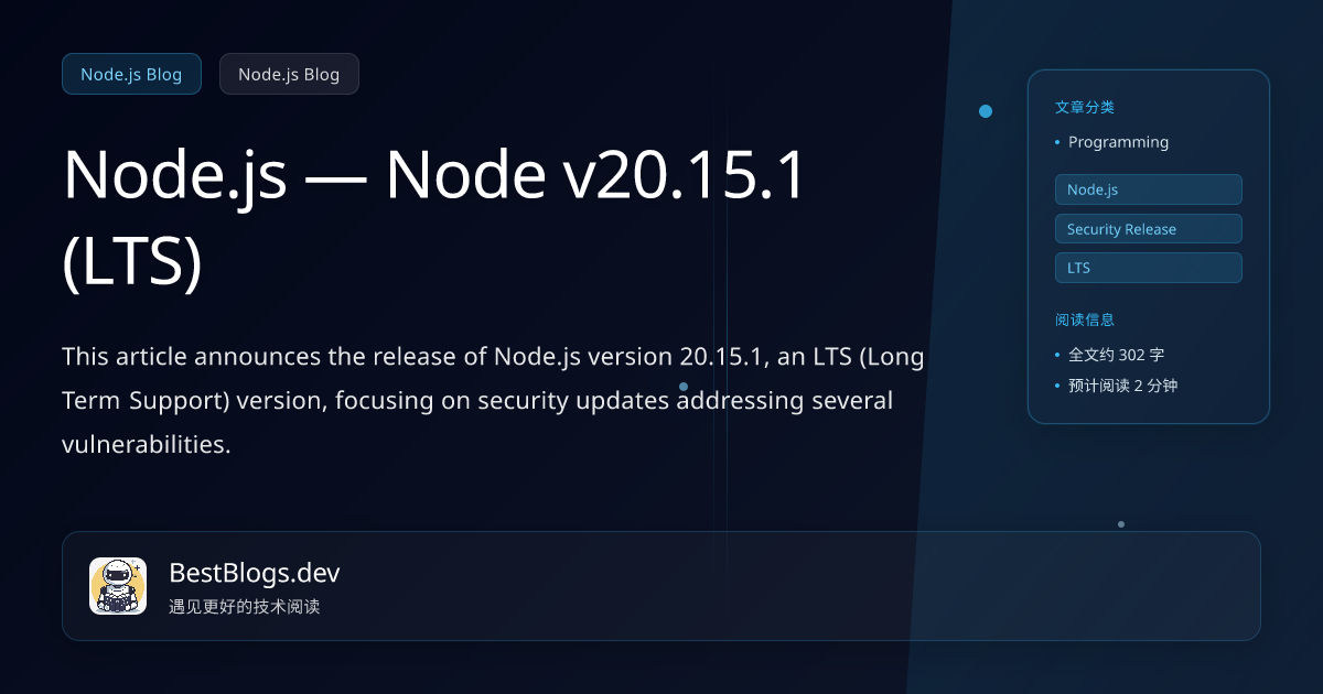 Node.js — Node v20.15.1 (LTS) | BestBlogs.dev